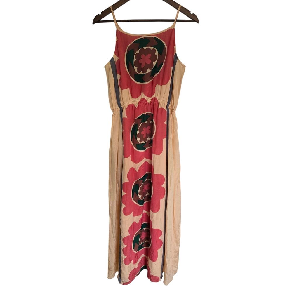 Anthro Anupamaa Silk Maxi Dress Mira Costa Print Boho Size S - Picture 4 of 7